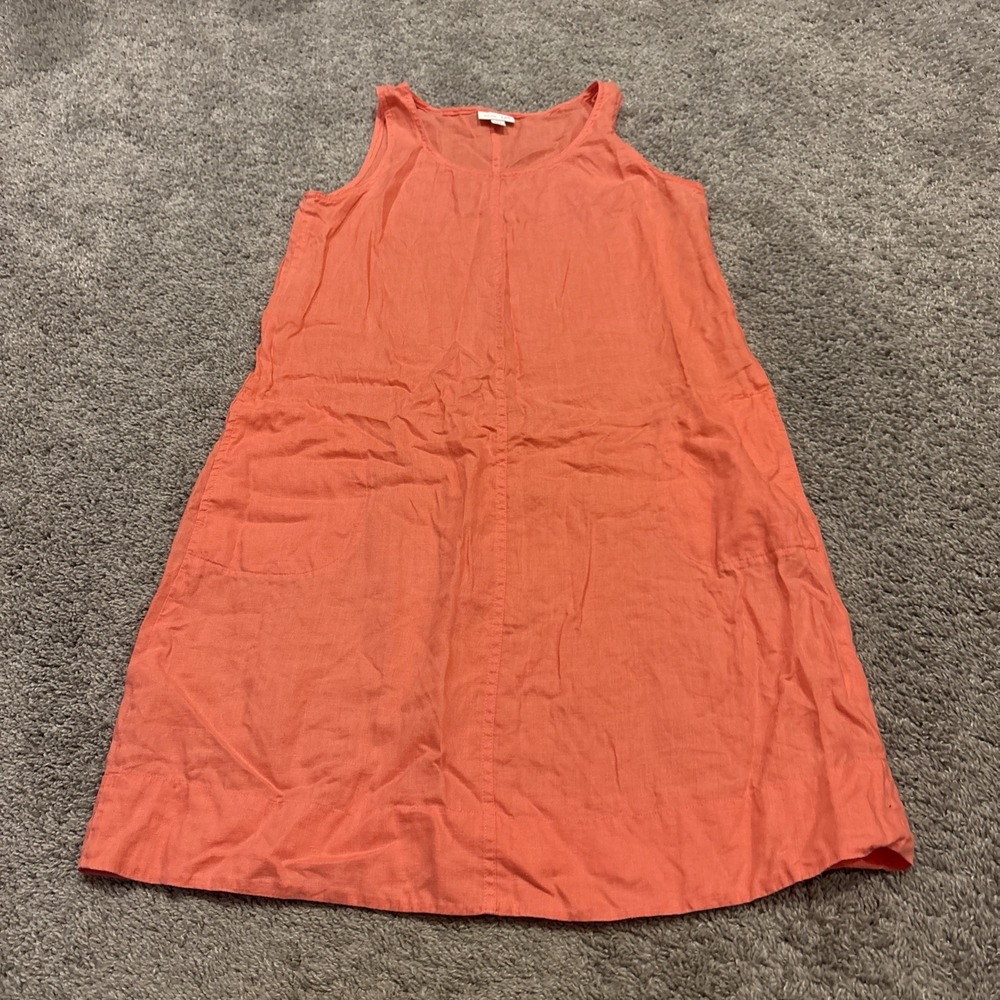 J. Jill " Love Linen" Women's 100% Linen Pink Dress With Pockets Size Small S